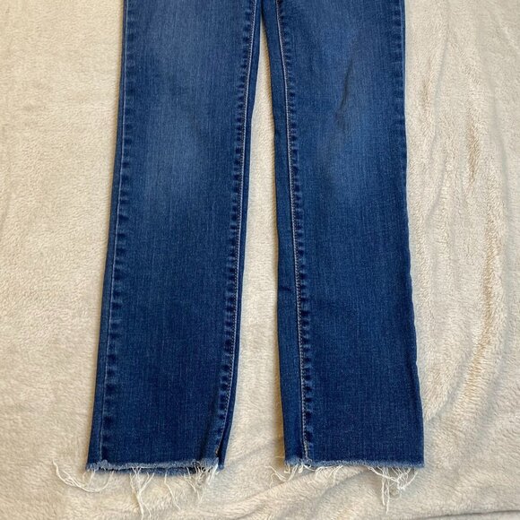 Levis Womens Jeans Size 25 25x28 724 High Rise Straight Raw Hem Stretch Denim Bl - Picture 13 of 15